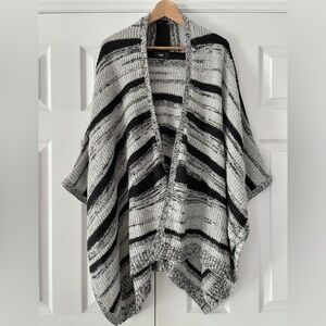 Mossimo Black and Gray Striped Poncho Size S/M